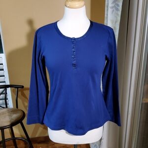 Oscar de la Renta Blue Long Sleeve Top